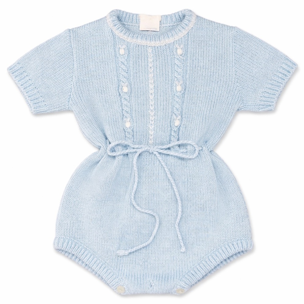 Marshall Fields Light Blue Knit Baby Romper